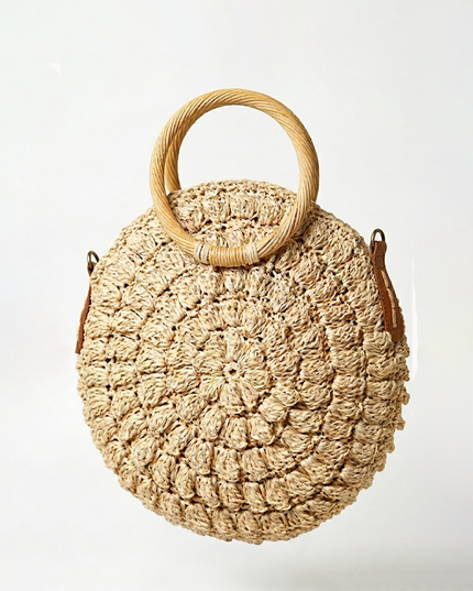 Ivory Straw Round Handbag