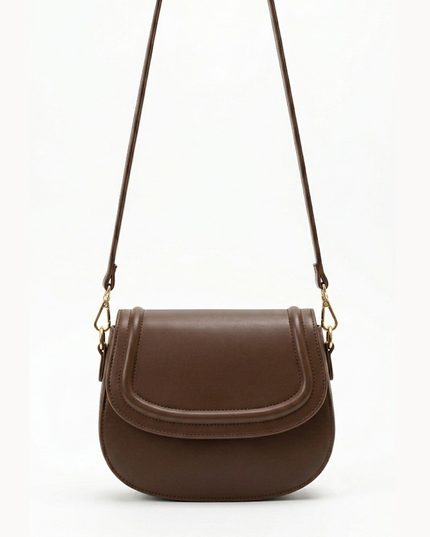 Brown Faux Leather Crossbody Bag