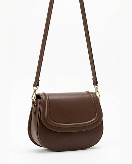 Brown Faux Leather Crossbody Bag