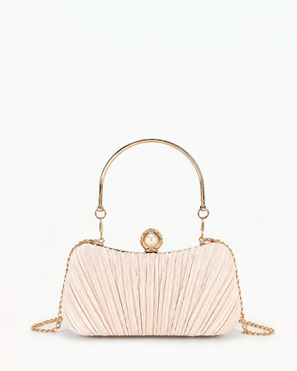 Nude Pleated Evening Clutch