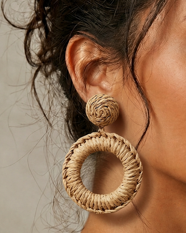 Khaki Ring Bamboo Earrings
