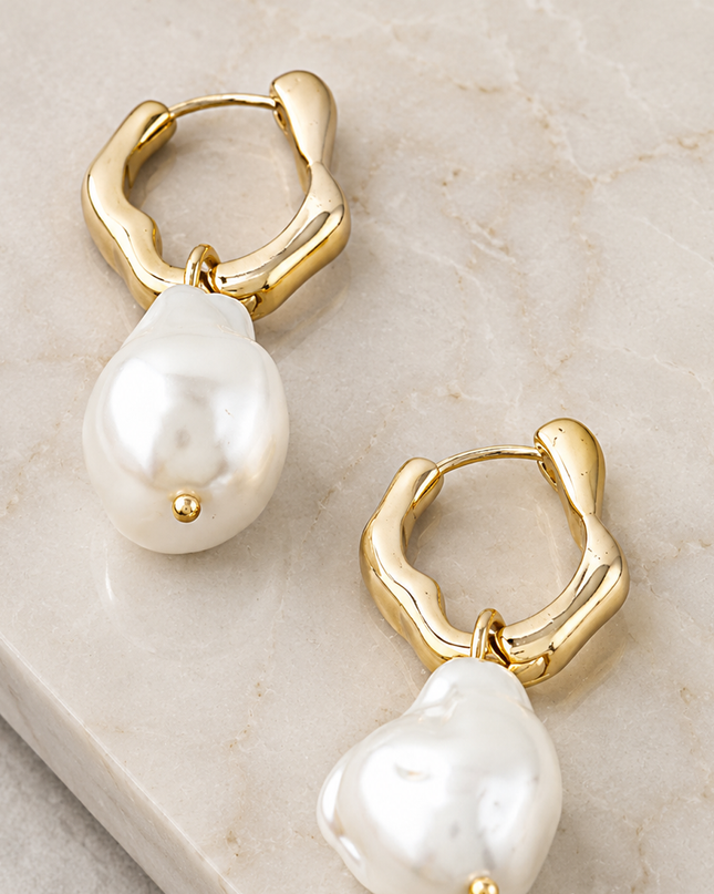 Gold Stone Teardrop Earrings