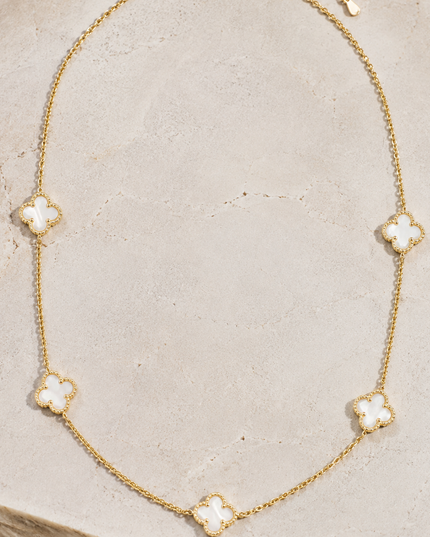 Gold Of Pearl Clover Necklace