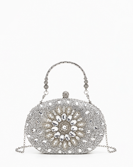 Silver Crystal Clutch Bag