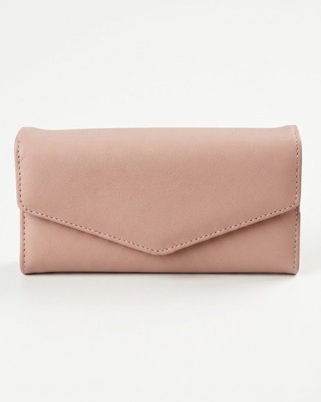 Pink Envelope Faux Leather Wallet Clutch