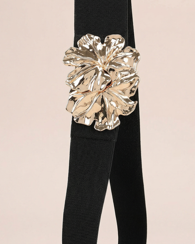 Black Flower Elastic Belt