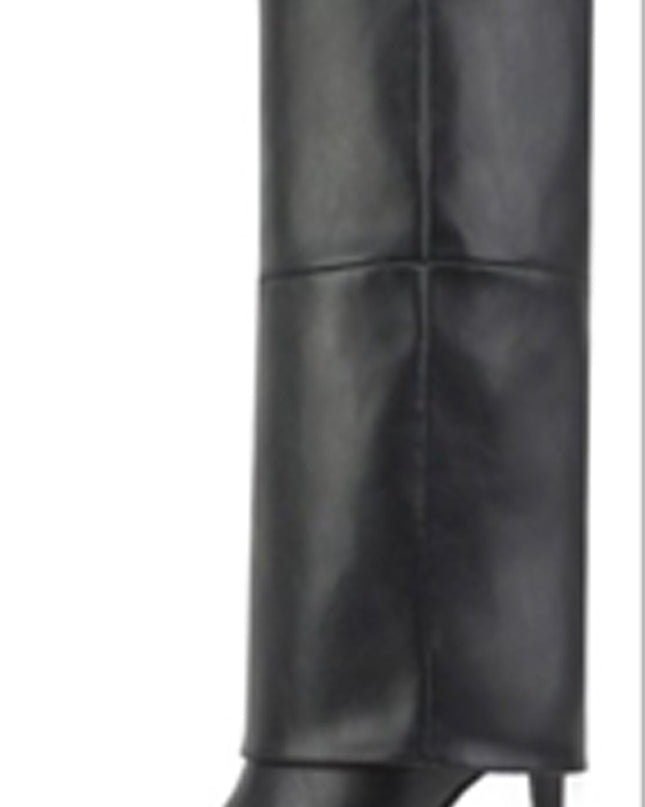 Black Overlay Knee Boots