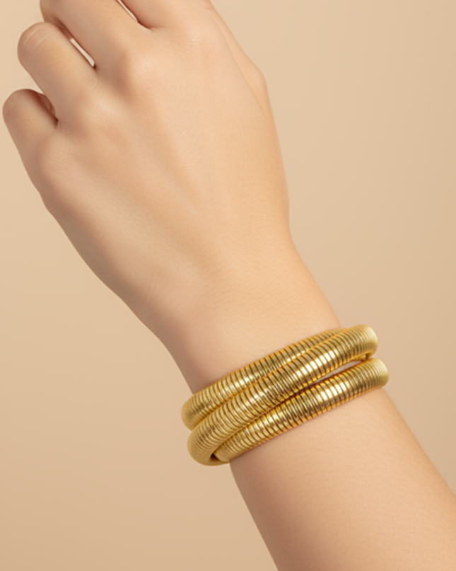 Gold Triple Spring 14K Gold Dipped Bracelet