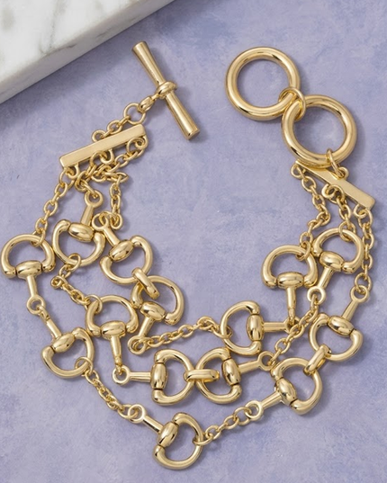 Gold Multi Chain Chain Toggle Bracelet