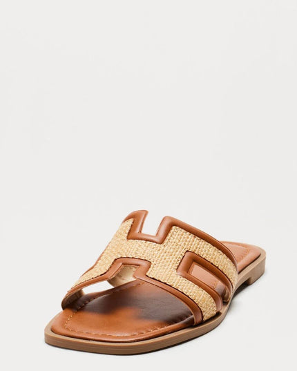 Brown H Flat Sandal
