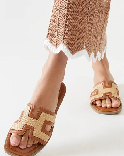 Brown H Flat Sandal