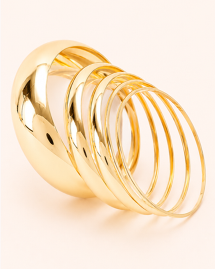 Gold 5 Piece Bangle Bracelet Set