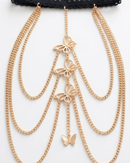 Gold Butterfly Cascade Thigh Chain