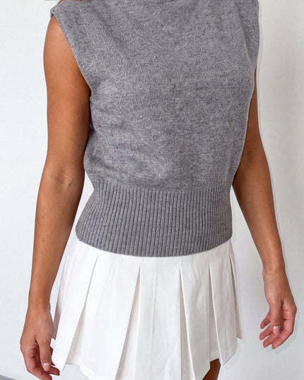 Off White Pleated Mini Skort