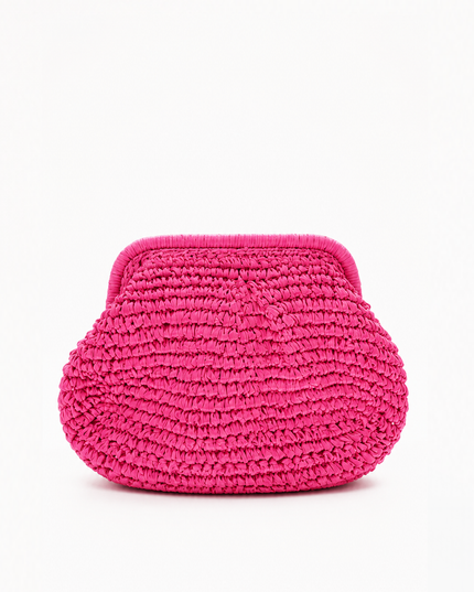Pink Straw Clutch Bag