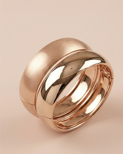 Gold Two Metal Bangle Bracelet Set
