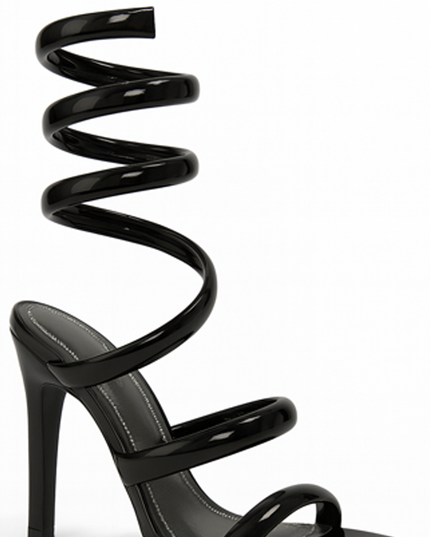 Black Coiled Sandal Heels