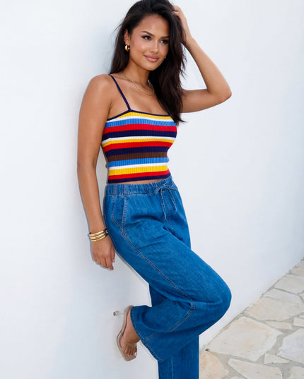 Blue Wide Leg Denim Pants