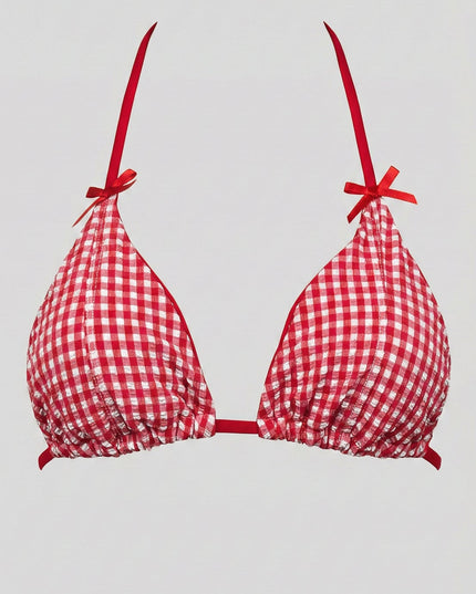 Red Gingham Tie Bikini Set