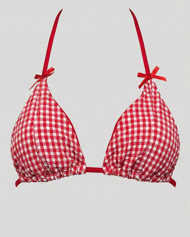 Red Gingham Tie Bikini Set