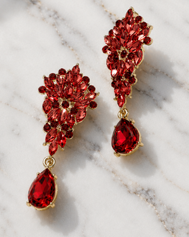 Red Marquise Teardrop Earrings
