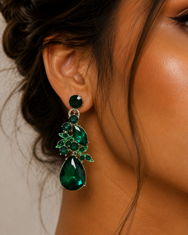 Green Raya Teardrop Earrings