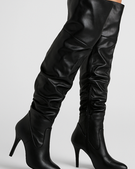 Black Knee High Heel Boots