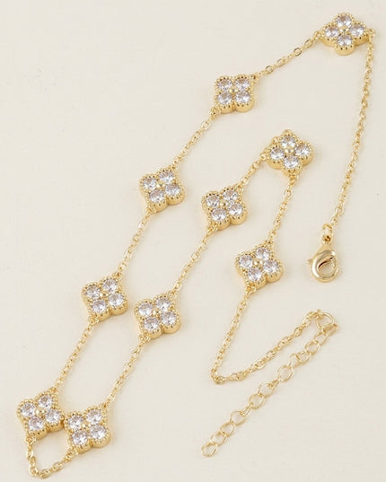 Gold Crystal Clover Necklace
