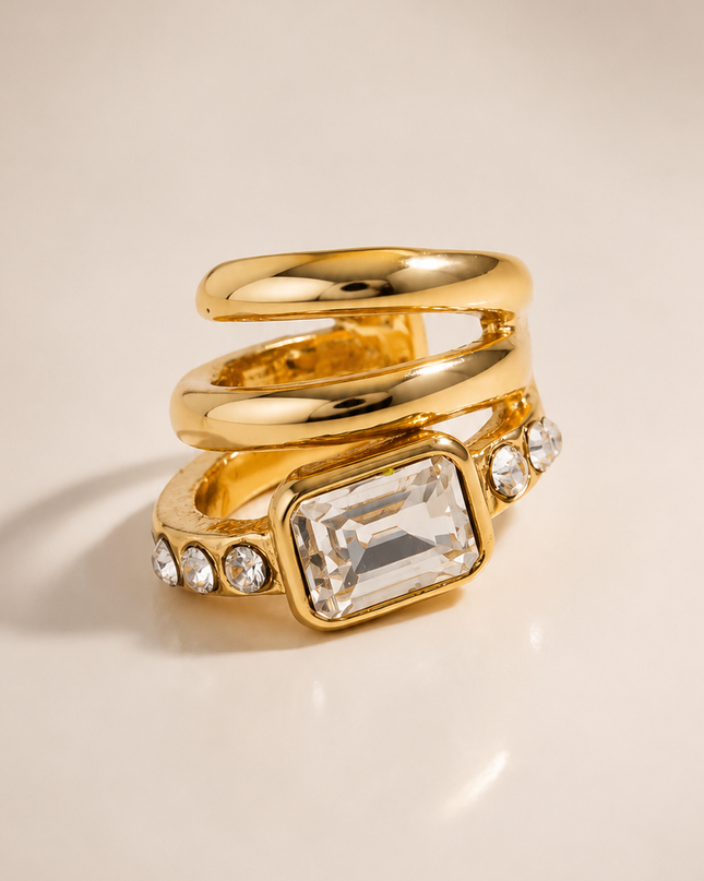 Gold Crystal Layered Ear Cuff Earrings