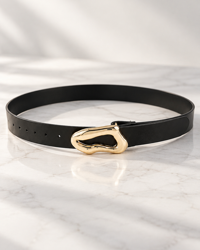 Gold Black Buckle Belt