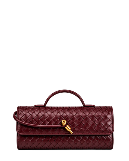 Burgundy Woven Clutch Handbag