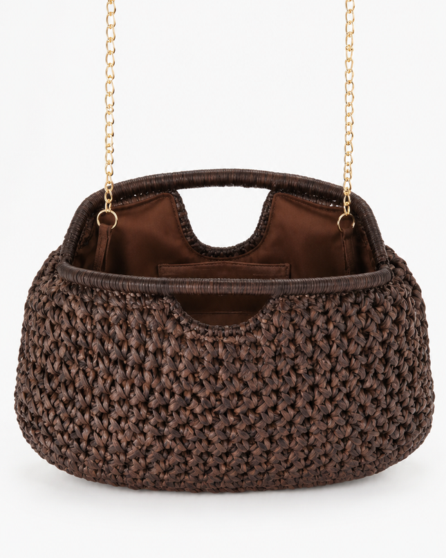 Brown Woven Clutch Bag