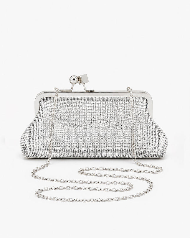 Silver Elysian Rhinestone Clutch