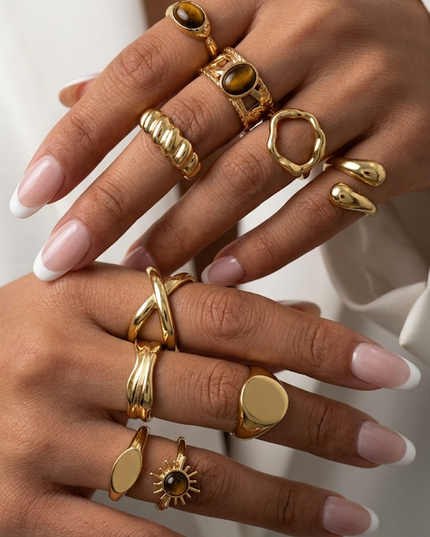 Gold Luxe 10 Piece Ring Set