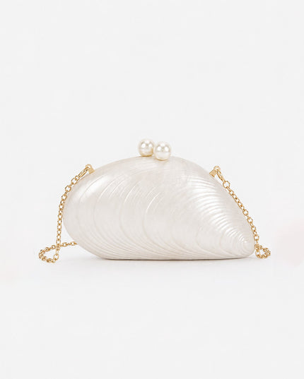 Cream Nacre Marble Clutch
