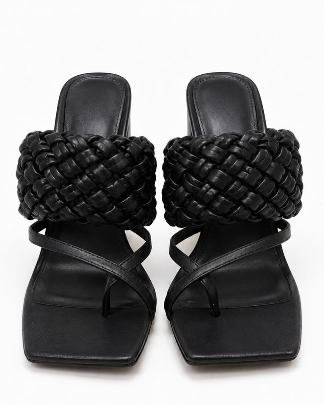 Black Block Heel Sandals