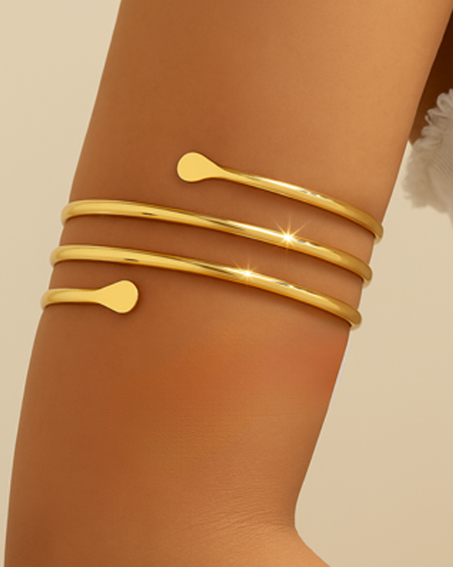 Gold Triple Wrap Arm Cuff Bracelet