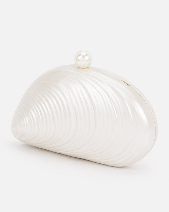 Cream Nacre Marble Clutch