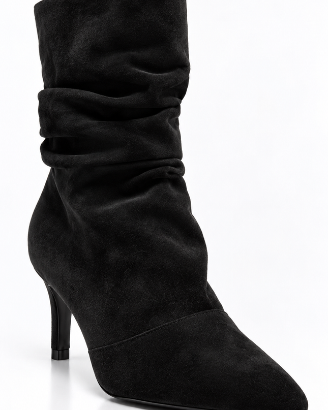 Black Suede Pointed Toe Ankle Boots