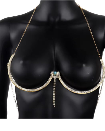 Gold Rhinestone Bra Chain