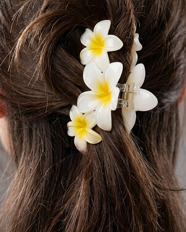 White Flower Claw Clip