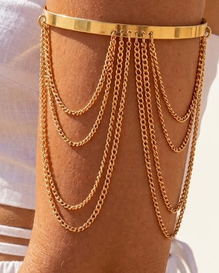 Gold Layered Chain Arm Cuff Bracelet