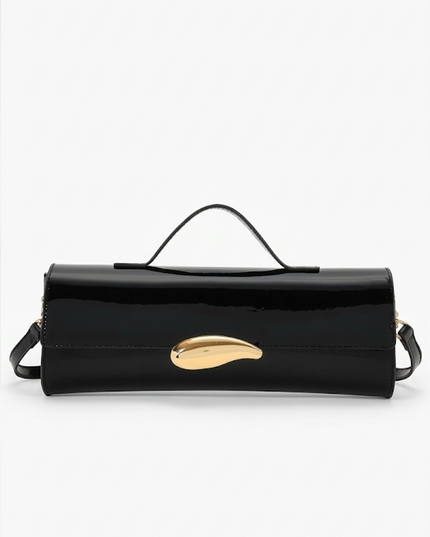 Black Faux Leather Clutch Bag