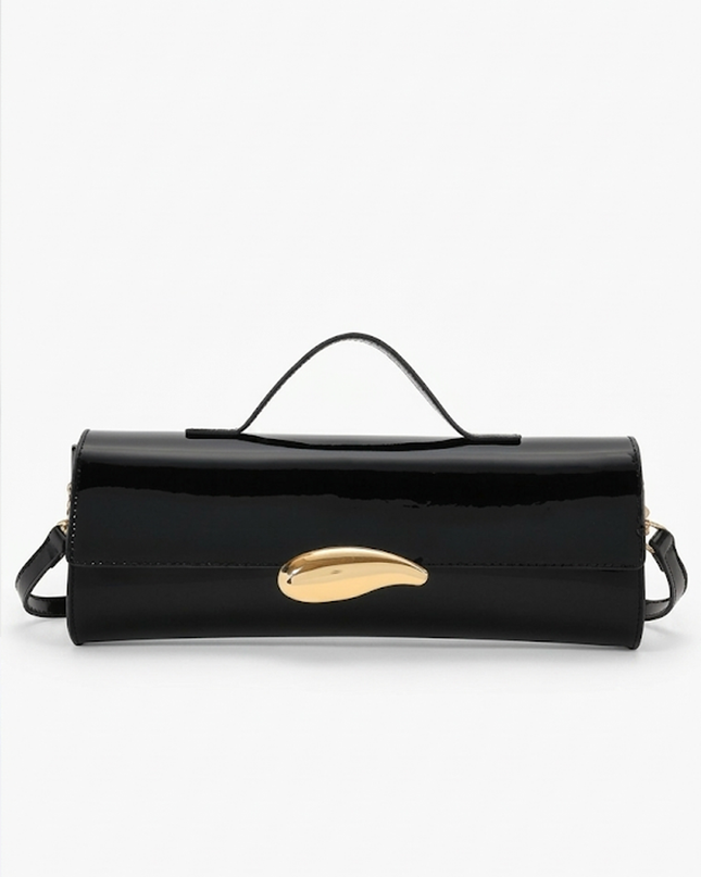 Black Faux Leather Clutch Bag