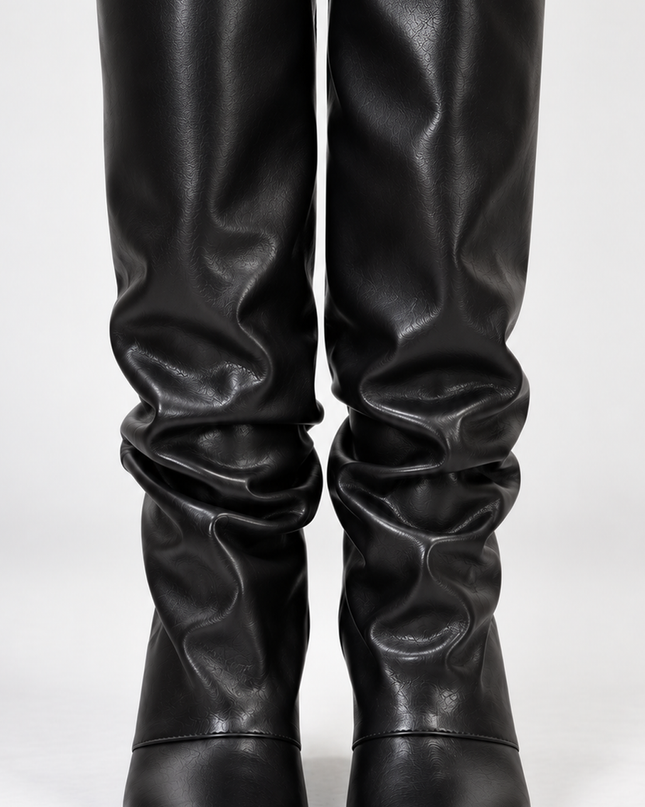 Black Knee-high Slouch Boots