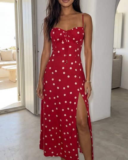 Red Polka Dot Maxi Dress