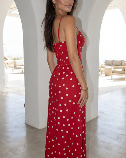 Red Polka Dot Maxi Dress