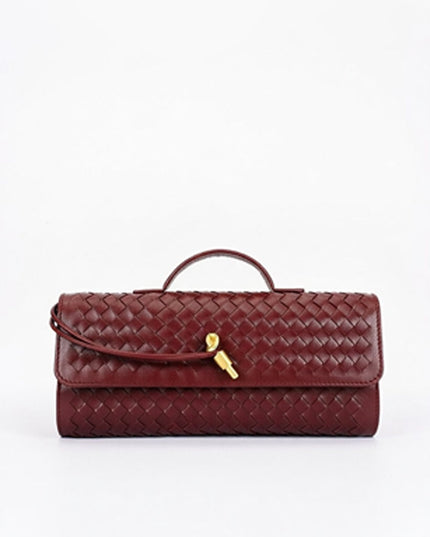 Burgundy Woven Clutch Handbag