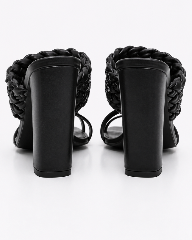 Black Block Heel Sandals