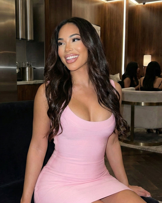 Pink Sculpt Bandage Mini Dress